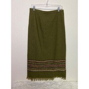 Sag Harbor Vintage Midi  Skirt Moss Green 12P Petite Wool Blend